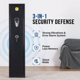 BlackSmith 5 Long Gun Safe Biometric Rifles Safe for Home Rifles and Pistols Quick Access Fingerprint Gun Cabinet Lockbox 2 Rifle Gun Rack Dual Alarm Password Memory Function 16 Gauge Alloy Steel BlackSmith