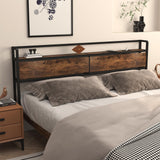 Curotunk Retro LED King Size Headboard with Storage and USB Charging Curotunk