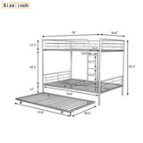Harper & Bright Designs Full Over Full Metal Bunk Bed with Trundle, Ladder & High Guardrail, Able to Split, Noise Free, Heavy-Duty Steel Loft Bed Frame with Safety Rail for Bedroom, Dorm (Silver) Harper & Bright Designs