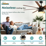 Sofucor 52 Inch Ceiling Fans with Lights, Indoor Outdoor Modern Wood Ceiling Fan with Remote, 6 Speeds, Reversible DC Motor, for Bedroom Living Room Covered Patio Porch Sofucor