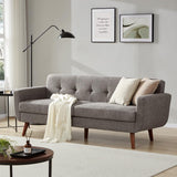 Tbfit 77.2" W Linen Sofa Couch, Mid Century Modern Decor Loveseat Couches for Living Room, Button Tufted Upholstered Small Couch for Bedroom, Solid, and Easy to Install Love Seats Furniture, Grey Tbfit