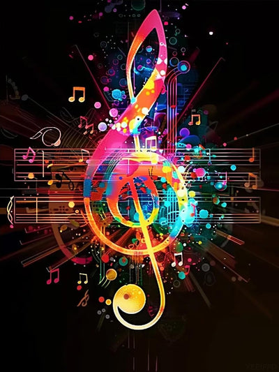 YEEIFFD Music Diamond Painting Kits for Adults, Musical Note Diamond Painting Art Kit for Adult, DIY Full Drill Gem Art with Diamonds for Home Wall Decor Gifts 12x16 Inch