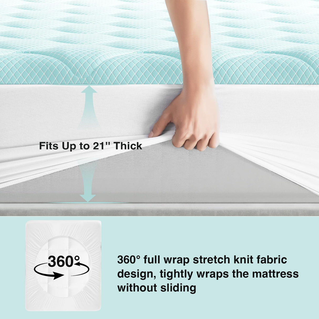 Novilla Cooling Mattress Topper Queen Size,Mattress Pad with Deep Pocket for 8-21" Mattress,Soft Mattress Cover for Back Pain Relief,3D+7D Down Alternative Bed Topper for Hot Sleepers Novilla