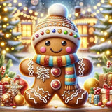 Winter Diamond Painting Kits for Adults,5D Diamond Art Painting Kits for Christmas Gingerbread Man, DIY Full Round Drill Diamond Diamonds Gem Art and Crafts Home Decor 13.8 x 13.8Inch GEMFAMILY