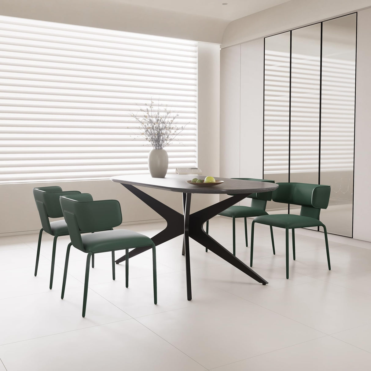 Kidol & Shellder Rectangular Dining Table for 4-6 People 69.4" Farmhouse Kitchen Table with Metal Cross Legs & Oval Corners Modern Industrial Style for Kitchen Dining Room Living Room Black Kidol & Shellder