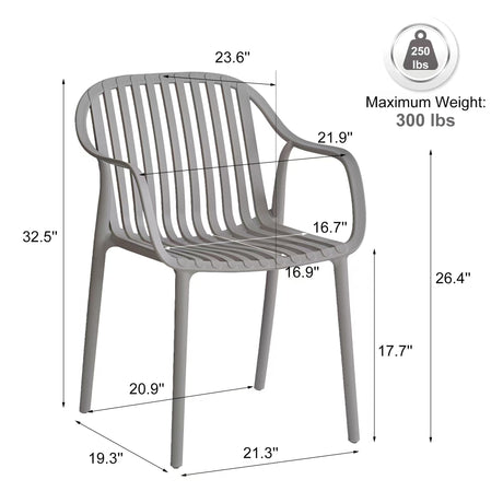 5-Piece Outdoor Patio Dining Set – Square Table with 4 Stackable Chairs, Weather-Resistant Garden or Balcony Furniture for Cafe, Backyard or Deck (Grey) Xdeco