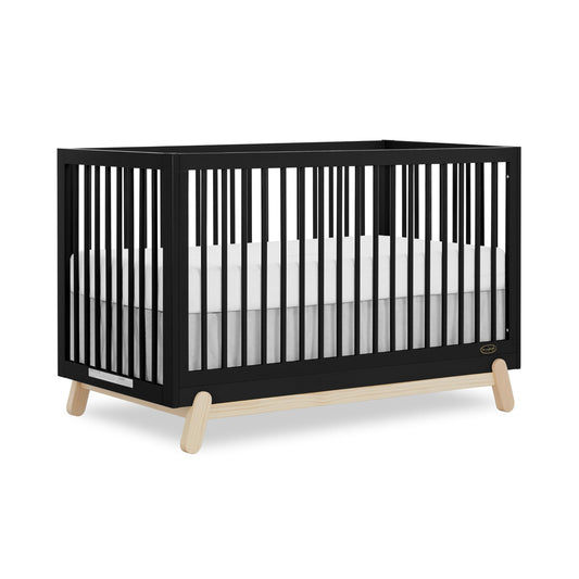 Dream On Me Hygge 5-in-1 Convertible Crib in Matte Black Vintage, JPMA & Greenguard Gold Certified, Made of Sustainable Pinewood, Easy to Clean, Safe Wooden Nursery Furniture