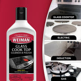Weiman Cooktop and Stove Top Cleaner Kit - Glass Cook Top Cleaner and Polish 10 oz. Scrubbing Pad, Cleaning Tool, Razor, Scraper Weiman