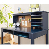 Guidecraft Kids Media Desk and Chair Set - Navy: Student's Workstation with Storage, Wooden Writing Table with Hutch and Shelves for Kids Bedroom, Boys Study Desk Set Guidecraft