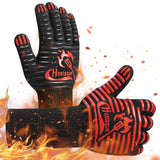 Grilling Gloves 1472℉ Extreme Heat Resistant, 14 Inch Grill BBQ Gloves for Men, Silicone Non-Slip Kitchen Oven Mitts, Hot Cooking Oven Gloves for Grilling, Frying, Baking, Welding, Fireplace Hostaque