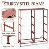 WLIVE Fabric Dresser for Bedroom, Tall Dresser with 8 Drawers, Storage Tower with Fabric Bins, Double Dresser, Chest of Drawers for Closet, Playroom, Dormitory, Pink and Rose Gold WLIVE