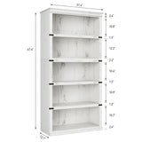 IDEALHOUSE 5 Tier Bookcase, Farmhouse Book Shelf with Storage, Tall Book Case Wooden 5 Shelf Bookcase for Home Office, Living Room, Bed Room (White, 67.4" H x 31.5" W x 12.8" D) IDEALHOUSE
