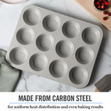 Martha Stewart Gallen 12 Cup Nonstick Carbon Steel Muffin/Cupcake Pan - Cool Grey Martha Stewart