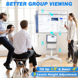 Rfiver Mobile TV Stand for 23-60 Inch LCD LED Flat/Curved Panel Screen TVs up to 88 lbs, Rolling TV Stand with Adjustable Shelf & Tilt, Portable Floor Stand on Wheels for Bedroom, Living Room, White Rfiver