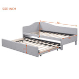 Twin Size Upholstered Daybed with Pop up Trundle,Linen Day Bed Frame with Extendable Trundle,Twin to King Daybed,Tufted Sofa Bed for Bedroom,Living Room,Guest,Gray Bellemave