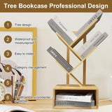 Bamboo 4 Tree Bookshelf Small Bookcase Free Standing Wood Bookcase for Narrow Space Modern Book Storage Rack for Books/Movies/CDs Narrow Display Rack for Living Room Home Office (Bamboo, 4-Tier) Sholramo