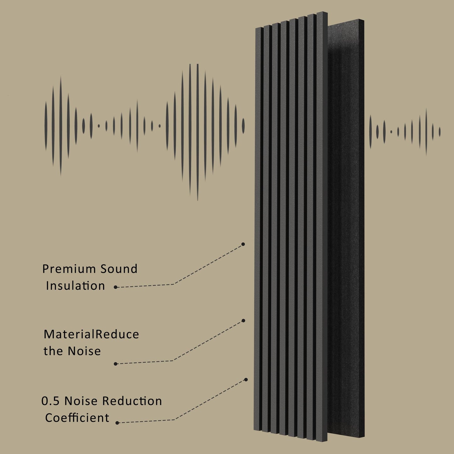 ROOMTEC Acoustic Wood Wall Panels, 2 Pack 94.49” x 12.6” Soundproof Wall Panels, Wood Slat Wall Panels for Wall Decor (Black) - WoodArtSupply