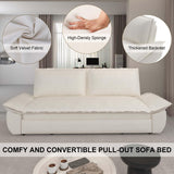 GNIXUU 70.1" Queen Pull Out Sofa Bed, Velvet Convertible Sleeper Sofa Couch with 2 Soft Pillows, Comfy Futon Bed Pull Out Couch for Living Room, Apartment, Small Space(Beige) GNIXUU