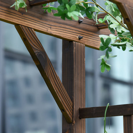Outsunny 85" Wooden Garden Arbor for Wedding and Ceremony, Outdoor Garden Arch Trellis for Climbing Vines, Fir Wood, Carbonized Color Outsunny