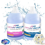 JINH Epoxy Resin 2 Gallon, Upgraded Crystal Clear Epoxy Kit UV Resistant No Bubble Self Leveling, 1 Gallon Resin and 1 Gallon Hardener Kit for DIY Art, Jewelry, Resin Art, Molds, Countertops JINH