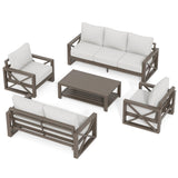 UDPATIO Patio Aluminum 3-Seat Couch, Faux Wood All-Weather Outdoor Furniture Sofa with 6” Water-Resistant OLEFIN Cushions and Rust-Proof Frame, Waterproof Cover Included, Beige UDPATIO
