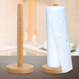 Bamboo Paper Towel Holder,DNIEBW Kitchen Paper Holder Countertop Stand up Towels Roll Stand Organizer Simply Standing Countertop Wooden Paper Fits Standard Roll Holder for Cabinet (Round Bottom) DNIEBW