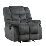 EBELLO Manual Recliner Chair, Overstuffed Reclining Sofa with Soft Padded Headrest and Armrest, Soft Fabric Single Couch for Living Room, Grey Green EBELLO