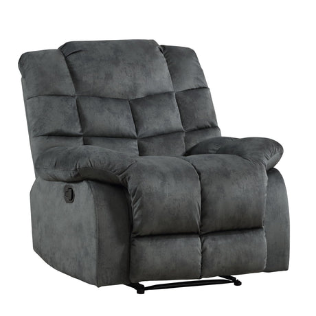 EBELLO Manual Recliner Chair, Overstuffed Reclining Sofa with Soft Padded Headrest and Armrest, Soft Fabric Single Couch for Living Room, Grey Green EBELLO