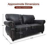 Couchus Mid-Century Vintage Sofa Couches with Rivet Design,loveseat Sofa,Removable Sofa Cover Upholstered Cushions and Solid Wood Frame (Grey, Loveseat) Couchus