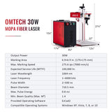 OMTech 30W Fiber Laser Marking Machine, LightBurn Compatible MOPA Laser Engraver with Red Dot Guide for Metal Color Marking, 7x7 Solid State Laser Etching Machine for Aluminum Steel Gold Jewelry More OMTech
