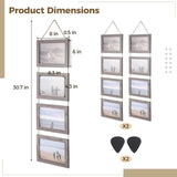 yeesport 2 PCS Farmhouse Wooden Hanging Photo Frames, Rustic Wall Picture Display with Jute Rope, Acrylic Panel 4-Photo Collage Frames for Living Room, Bedroom, Office, Stairs Decor yeesport