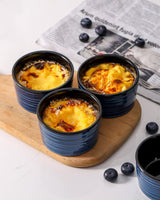 Hasense 6 oz Ramekins for Baking,Ceramic Souffle Dish Oven Safe Set of 6,Porcelain Dipping Sauce Bowls for Pudding, Creme Brulee, Souffle, Serving Dip, Custard, Ice Cream(Blue) Hasense