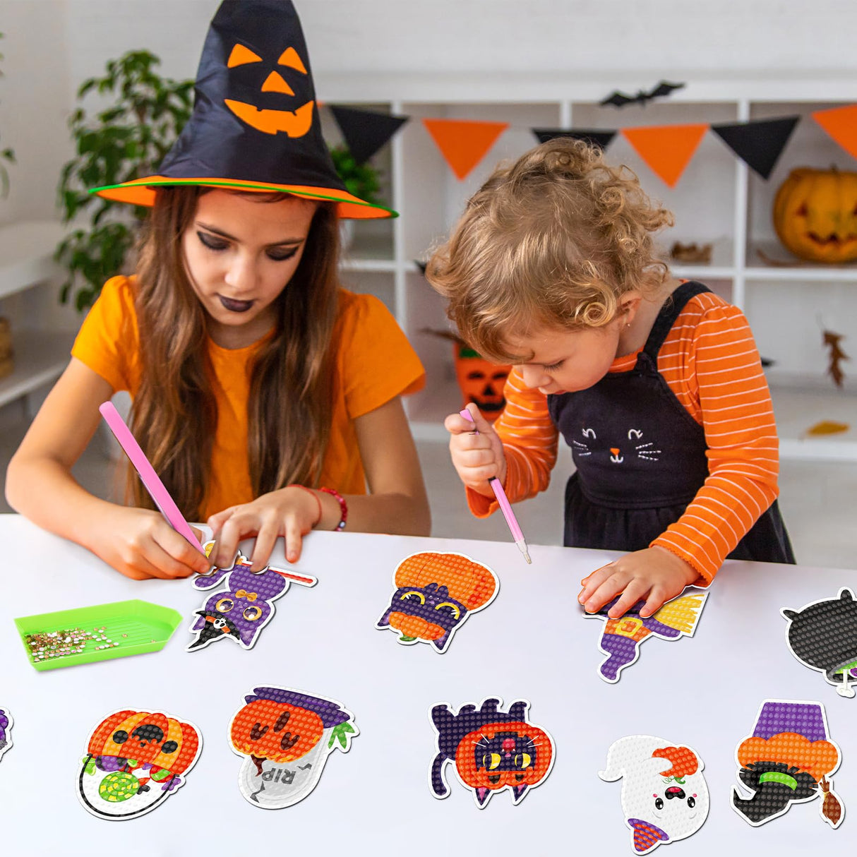 40PCS Halloween Crafts for Adults DIY Diamond Art: DIY Glow-in-The-Dark Refrigerator Magnets Stickers Kit, Magnetic Fridge Decor (Luminous) Eternity sky