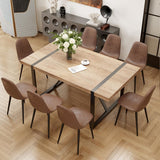 MUUOKY 9 Piece Dining Table Set,Modern 71'' Rectangle Wood Kitchen Table and Fabric Dining Chairs Set of 8,Dining Table Set for 8,Ideal for Kitchen Dining Room MUUOKY