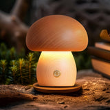 LONRISWAY Wooden Mushroom Lamp, Portable Cordless Rechargeable Battery Operated Lamp,Stepless Dimming, Night Light for Birthday Gifts LONRISWAY