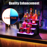 GarveeTech LED Lighted Liquor Bottle Display, 4-Step 16 Inch Lighted Liquor Bottle Shelf for Home Counter Party, Freestanding Lighted Bottle Display Stand with Remote & App Control, 1-8 H Timing GarveeTech