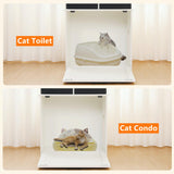 DWANTON Litter Box Enclosure with 3 Storage Shelves and 2 Drawers, 2-in-1 Hidden Cat Litter Box Enclosure Furniture with Shelf, Reversible Entrance, Washable Drawers, 61.8-Inch, White Dwanton