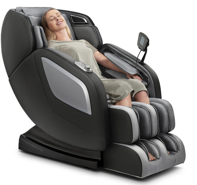 Mazzup Full Body Zero Gravity Shiatsu Massage Chair with Fully Assembled, LCD Screen, Shortcut Keys, USB Charging Port, Heat, for Loved Ones, Parents, Black