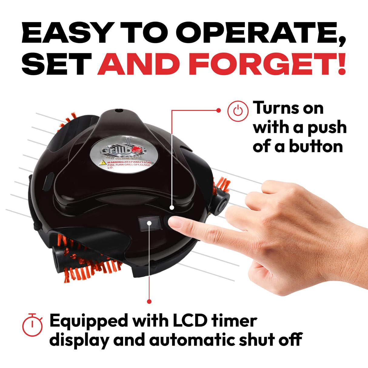 Grillbot Automatic Grill Cleaning Robot with Nylon Brushes, BBQ Grill Cleaner, Grill Brush, Grill Scraper, BBQ Accessories (Black Grillbot + Carry Case) Grillbot