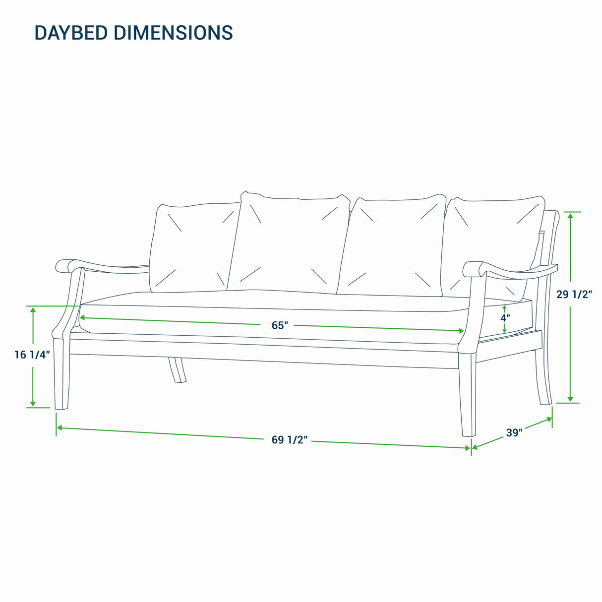 Cambridge Casual Robin Teak Wood Outdoor Sofa Daybed with Oyster Cushion Cambridge Casual