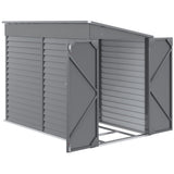 Outsunny 5' x 9' Steel Outdoor Storage Shed, Lean to Shed, Metal Tool House with Foundation Kit, Lockable Doors, Gloves and 2 Air Vents for Backyard, Patio, Lawn, Gray Outsunny