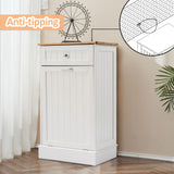 OUTGUAVA 13 Gallon Tilt Out Trash Cabinet Kitchen Waste Bins,50 Quart Laundry Hamper Tilt Out Pet Proof Hidden Trash Bin for Kitchen Living Room,White OUTGUAVA