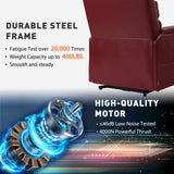 EONIX Dual Motor Lay Flat Power Lift Recliner Chair for Elderly, Breathable Faux Leather Electric Lift Chairs for Adults, 400lbs Heavy Duty Power Recliner with Heat and Massage, SLRY003061, Burgundy EONIX