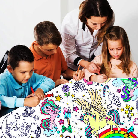 JUNQIU Unicorn Coloring Table Cloth for Kids, 72 * 31Inch Giant Coloring Poster for Unicorn Birthday Decorations/Party Games/Birthday Activities/Crafts/Coloring Paper Roll JUNQIU US