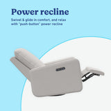 Graco Teddi Power Recliner Swivel Glider (Steel Basketweave) – Electronic Power Recline, USB-A & USB-C Charger, Premium Cushioning & Comfort Graco