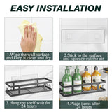 Youvip Adhesive Shower Caddy,Shower Shelves with Soap Holder and 12 Hooks,Rustproof No Drilling Bathroom Organizer and Storage,Black,3 Pack Youvip