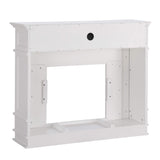 SEI Furniture Highgate Electric Fireplace with Hidden Media Shelf, New White with Faux Marble SEI Furniture