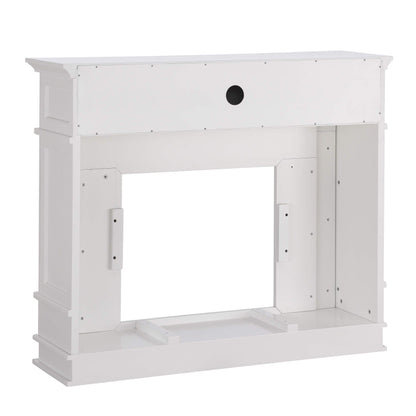 SEI Furniture Highgate Electric Fireplace with Hidden Media Shelf, New White with Faux Marble