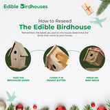 Handmade Edible Birdhouse- Unique Wooden Birdhouse Covered w/Birdseed- Reseedable Bird Feeder-Made in USA- Holiday Design! (SD) EDIBLE BIRDHOUSES