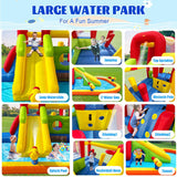 Hongcoral Bounce House Inflatable Water Slide for Kids, Water Park With Splash Pool, Double Cannon, 2 Climbing Walls, Obstacles, Blow Up Jumping Castle With Blower Hongcoral